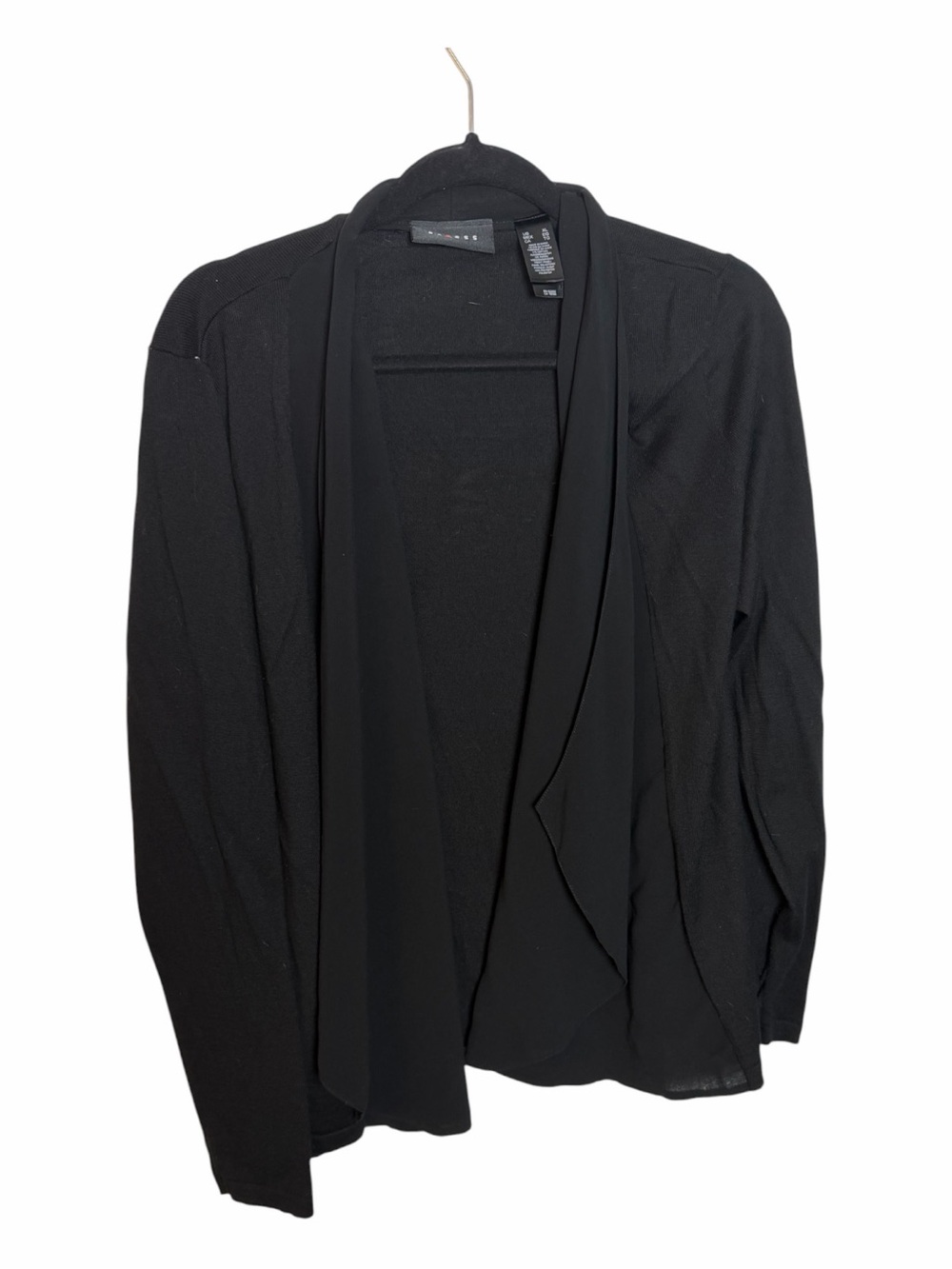 axcess Black Solid Open Front Knit Cardigan Collared Long Sleeve Women’s XL